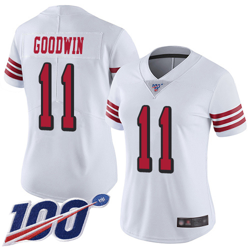 San Francisco 49ers Limited White Women 11 Marquise Goodwin NFL Jersey 100th Season Vapor Untouchable